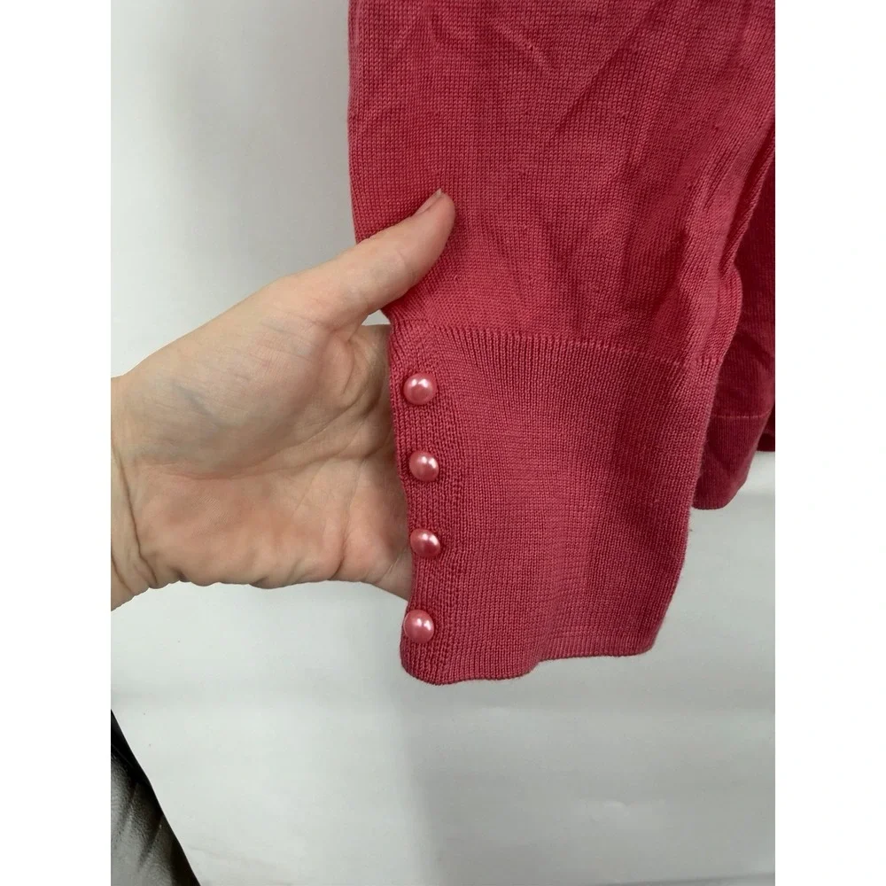 Talbots 100% Merino Wool Sweater Women 1X Pink Coquette Feminine Knit Feminine